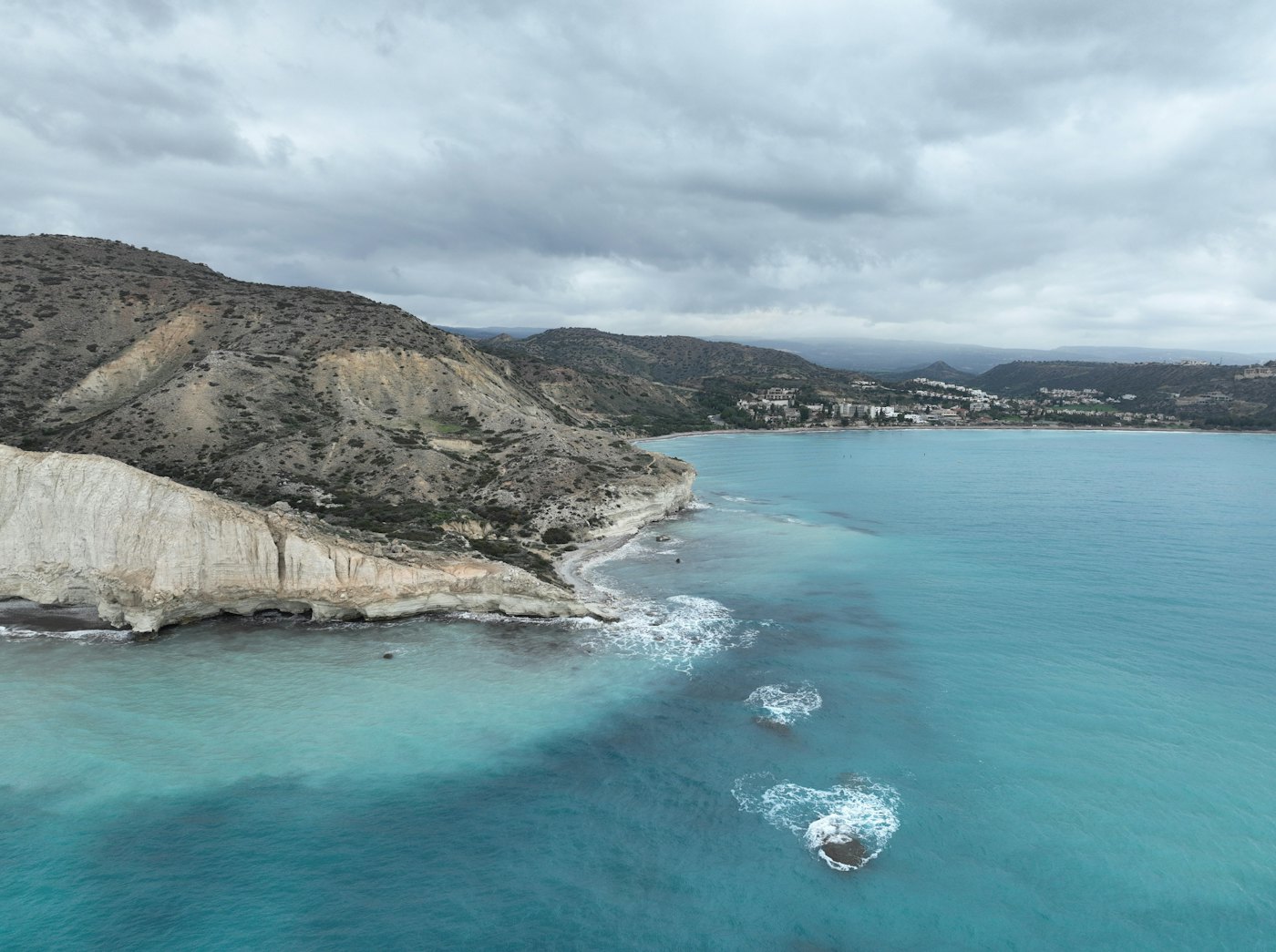 White cliffs and turquoise water on the south coast of Cyprus