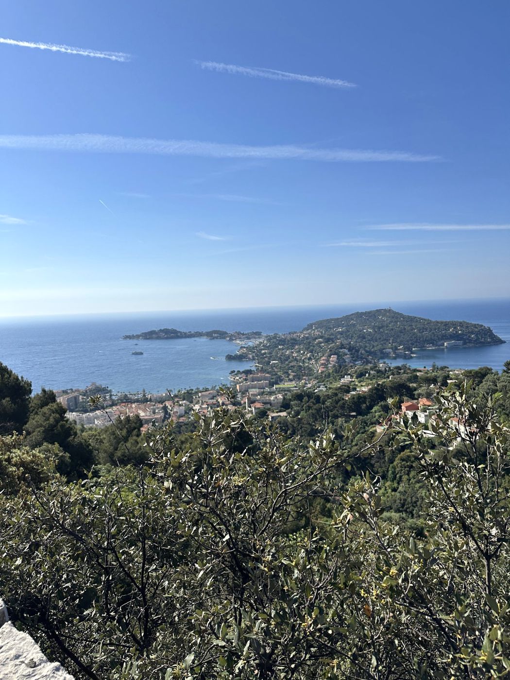 The coast at Villefranche and Cap Ferrat seen from the hills above Nice