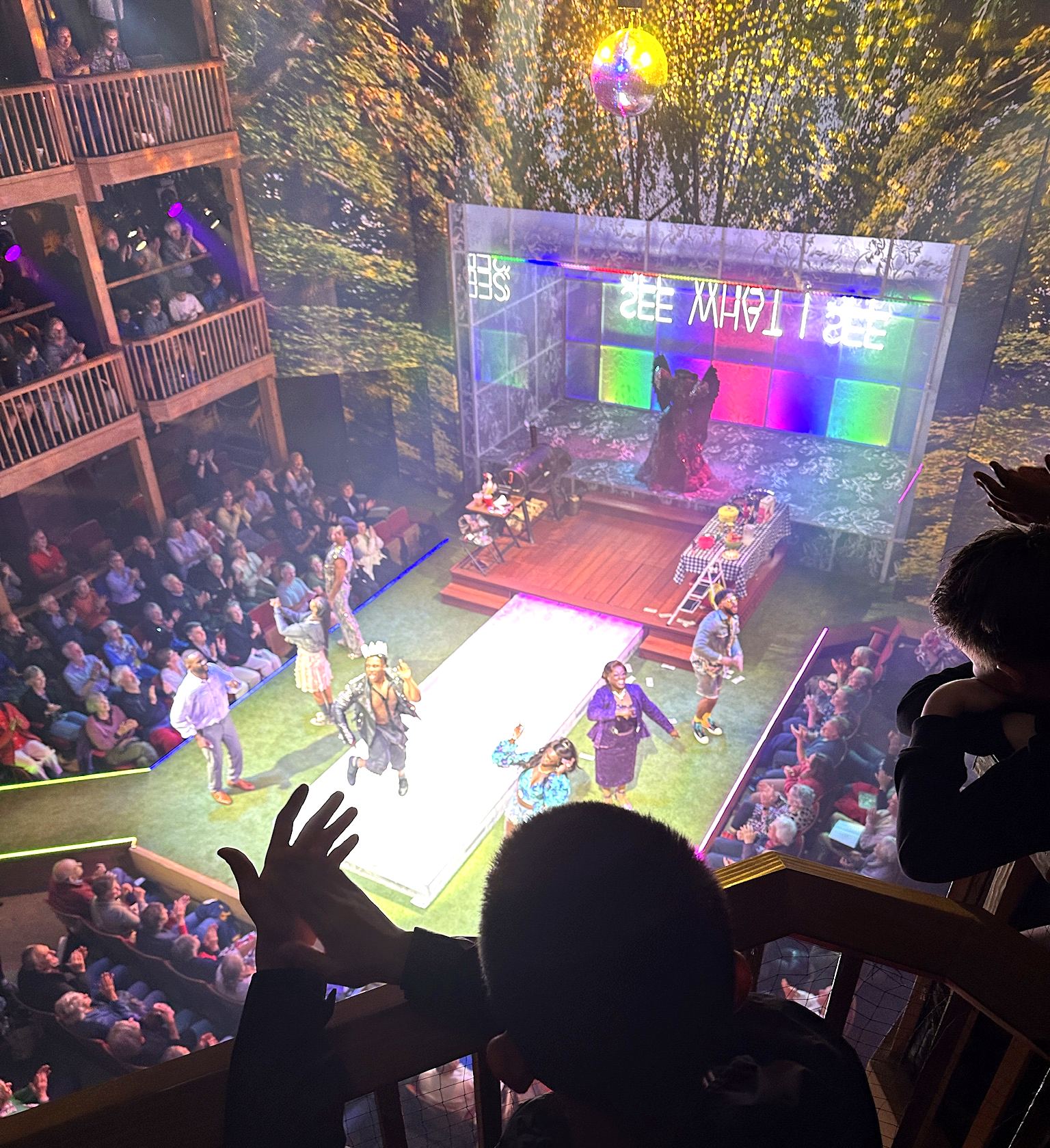 A Royal Shakespeare Company performance seen from the gallery