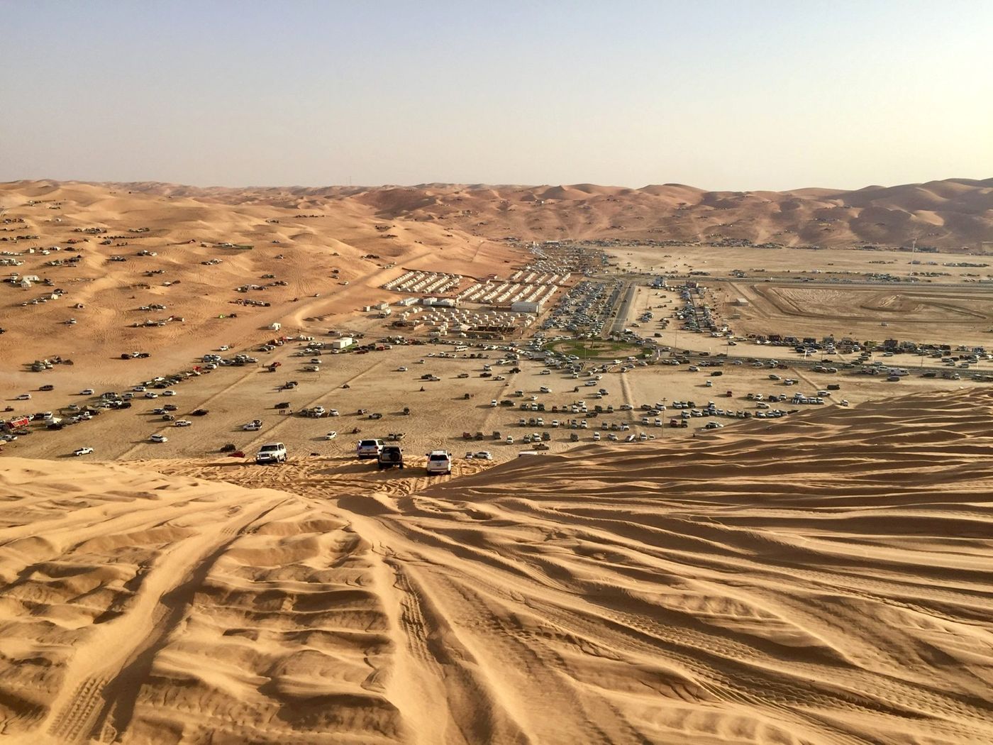 Wind-sculpted dunes in the desert outside Abu Dhabi