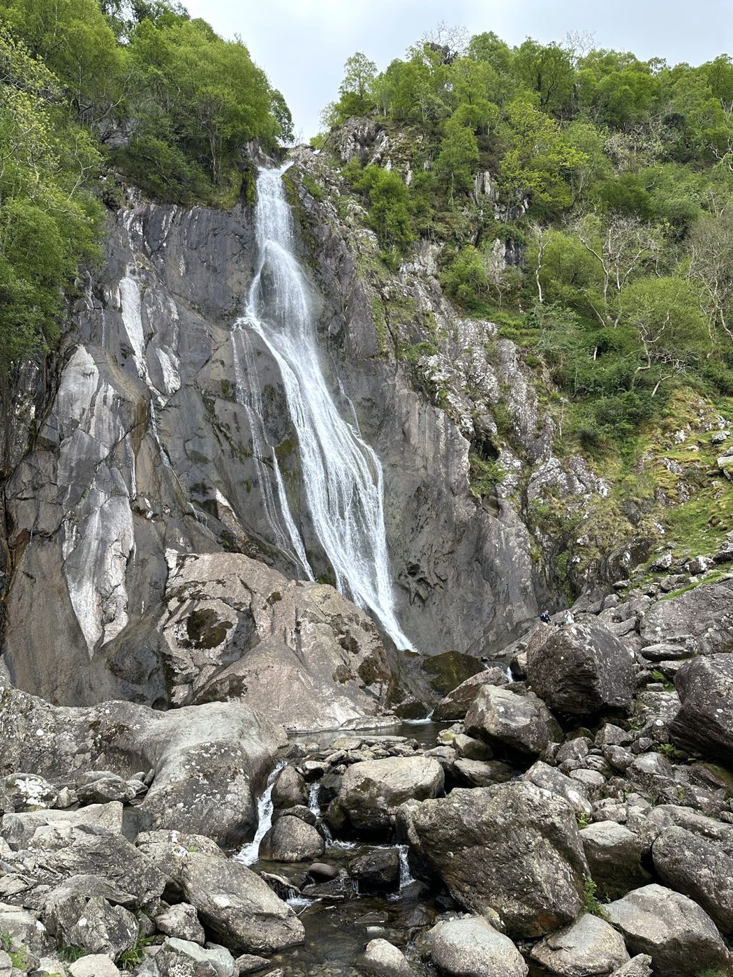 Aber Falls tumbling over rock in Snowdonia, North Wales